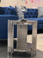 Chelsea side table with black marble top and polished silver frame