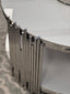 Close-up of Chelsea coffee table in white marble with polished silver frame