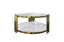 Chelsea round white marble coffee table with polished gold frame