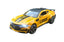 Front view of yellow Chevrolet Camaro diecast car with illuminated headlights.