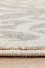 Side edge of Chrome Lydia Silver Rug showing plush pile