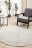 Round Chrome Lydia Silver Rug in modern living space