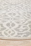 Close-up edge of round Chrome Lydia Silver Rug design