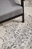 Detailed view of Chrome Rita Silver Rug showcasing fine geometric and floral patterns.
