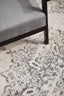 Detailed view of Chrome Rita Silver Rug showcasing fine geometric and floral patterns.