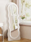 Cloud Wavy White Velvet Free Standing Mirror