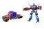 Blue transforming truck robot toy in vehicle and robot mode displayed.
