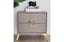 brown bedside table with gold handle styled with decor modern bedroom