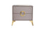 crescent bedside table brown finish gold ring handle front view