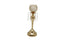 Large gold crystal ball candle holder with a hammered base and hanging crystal strands – adds a luxurious glow to any décor.