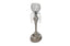 Tall silver crystal ball candle holder with dazzling crystal drops and reflective hammered base – a striking statement piece.