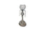 Compact silver crystal ball candle holder featuring sparkling crystal beads – ideal for tabletops or mantle décor.