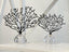 Black Crystal Tree Table Décor set with clear crystal bases displayed on a modern white surface, showcasing elegant branch design