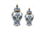 Damask Ceramic Jar Urn Blue
