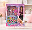 A boxed doll play set labeled 'Dress Up Image' and 'Urban Party' with 'Sparkling Girls' branding. The package contains a fashion doll, jewelry accessories, and a bead tray, photographed in a styled indoor setting with pink decor.