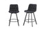 Black quilted vegan leather swivel barstool delivering bold modern look with sturdy metal support