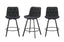 Black Emerson barstools shown in different angles showcasing modern quilted design and swivel comfort