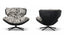 Front and rear view of Enzo swivel chair showing curved backrest and sturdy swivel base design.