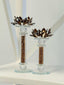 Luxurious gold-style flower crystal candle holders – tall and small pair