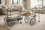 Titanium grey wheelcart styled in contemporary living space adding refined functional entertaining charm