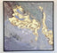 Shimmering gold abstract art in black frame, bold and modern.