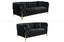 GRAND black velvet tufted sofa set featuring 3-seater and 2-seater with elegant gold steel legs