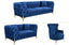 GRAND blue velvet tufted lounge with chic polished gold legs