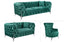 GRAND green velvet tufted lounge with chic polished silver legs