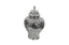 Small silver Hampton Urn with shiny pierced ceramic body, perfect for tabletop or shelf styling.