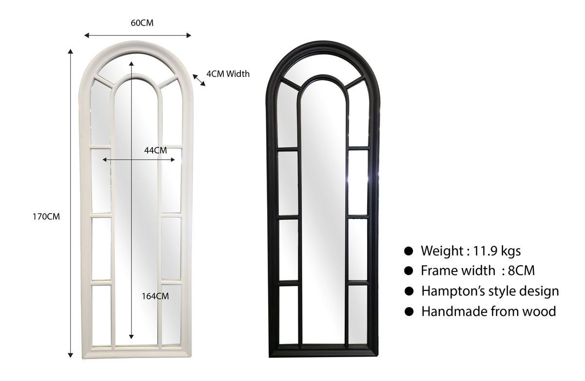 Hamptons Arch Window Style Mirror Range - Black & White – Elegant ...