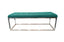 Peacock Green Holly Ottoman Bench with silver frame and luxurious tufted velvet finish.