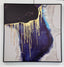 Modern square wall art in blue, black, and gold foil with sleek black frame.