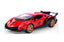 Red Lamborghini Veneno diecast model with gold wheels and sharp body design.