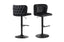 Set of 2 Lara black velvet tufted swivel bar stools with matte black base