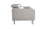 Side view of Lawson light grey leather sofa featuring adjustable headrest and stainless steel legs.