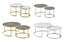 Layla nesting coffee table set in gold or silver with marble tops — luxe modern lounge furniture