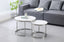 Layla nesting coffee table small set in polished silver frame with marble tops, living room style.