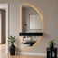 Half Moon LED Mirror with Shelf - Black
