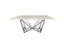 Elegant Lenox Dining Table in polished silver frame with luxurious white marble stone top