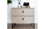 modern light brown bedside table with fluted design styled in bedroom