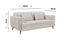 Light grey 2-seater fixed sofa with soft fabric upholstery, slim black metal legs, and two matching cushions dimensions shown as 189cm wide, 99cm deep, and 75cm high.