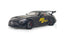 Black Mercedes AMG GTR diecast model with yellow decals and sporty design.