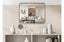 Elegant gold rectangle mirror styled above console table in contemporary living room