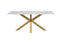 Miles dining table with gold frame and elegant white marble top.