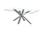 Miles dining table with polished silver frame and clear tempered glass top.