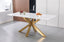 Miles rectangle dining table with polished gold frame and white marble top, modern dining room style.