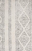 Detailed pattern view of the Oasis 450 Grey Rug showing alternating stripes and diamond shapes in soft grey tones.