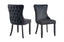 Black velvet Paris dining chairs with tufted backrest and sturdy rubberwood legs.