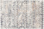 Full view showing intricate geometric and floral patterns in blue, navy, cream, and beige with a distressed bohemian finish.