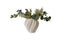 Quinn white 3D printed vase styled with green artificial stems and foliage arrangement.